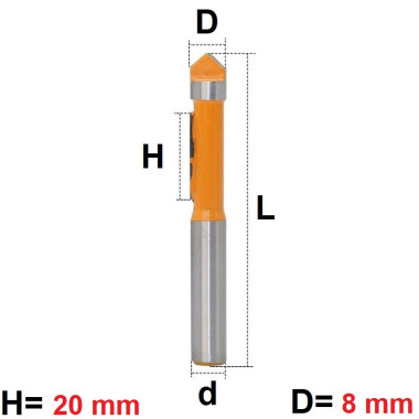 Frez prosty do drewna Pilotujący VHM 8 mm chwyt 8