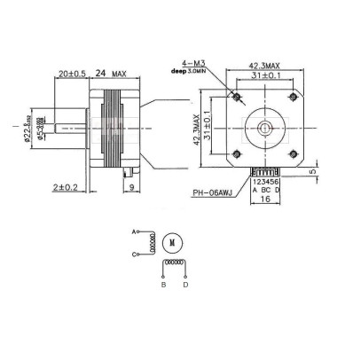 Silnik krokowy NEMA17 1,5A 1,8 ° 0,45Nm CNC Reprap 17HS2315 2