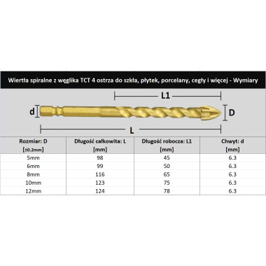 12mm TCT glass drill bit with cross tip, made of carbide (for Tiles, Porcelain and Brick) 2